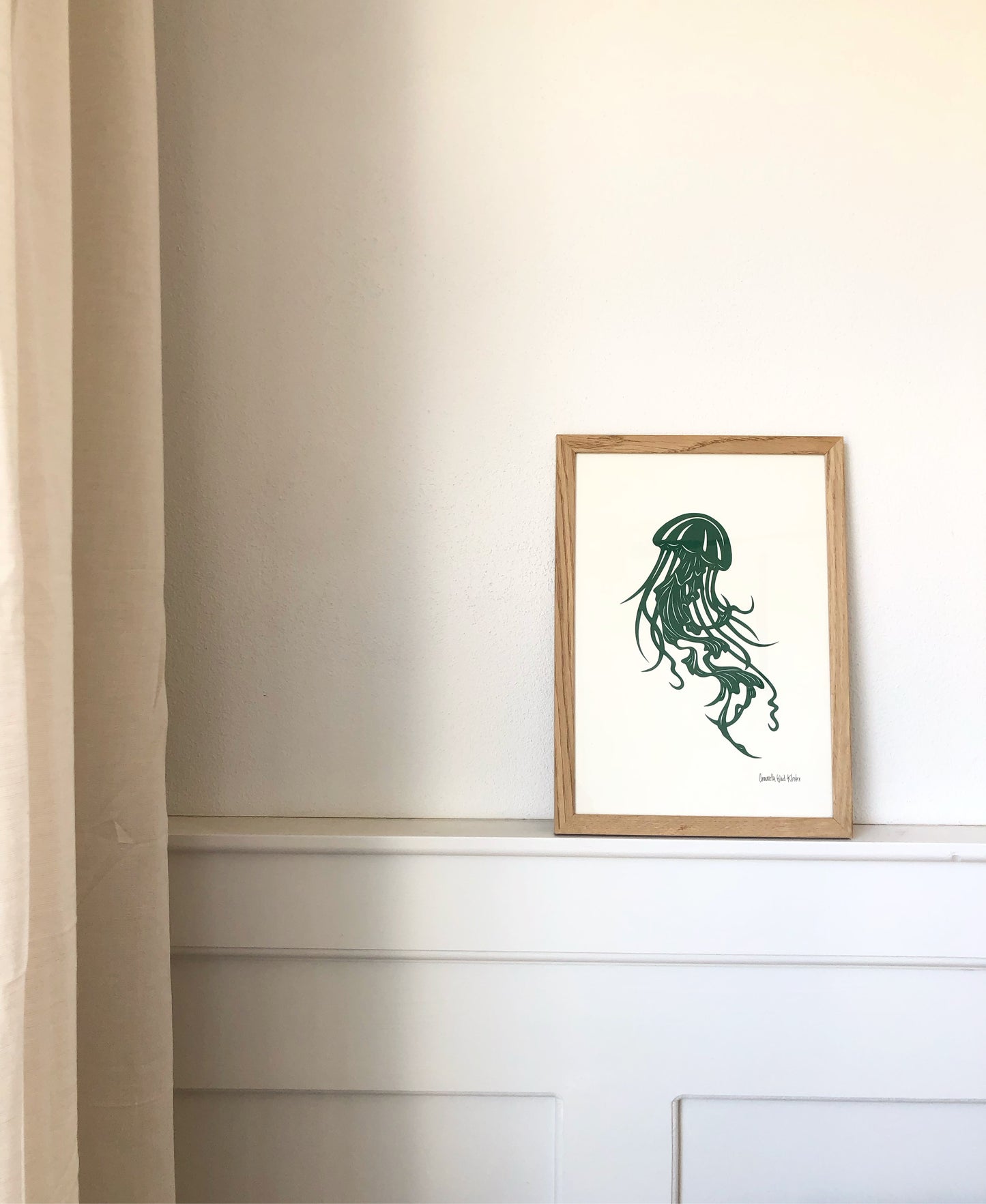 Grøn gople på knækket hvid baggrund, A4