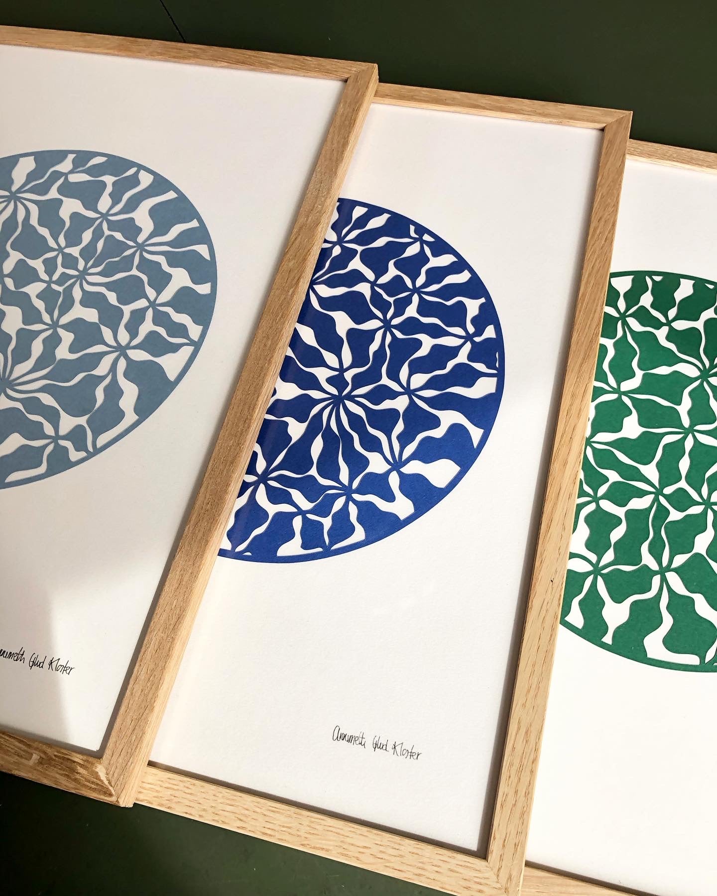 Organisk udskæring i grøn, A3