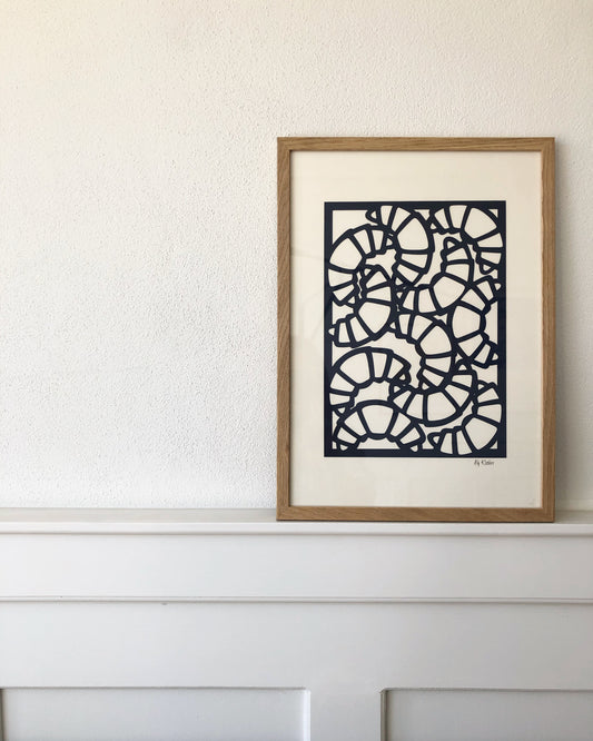 🥐 Marineblå croissanter på baggrund i A3