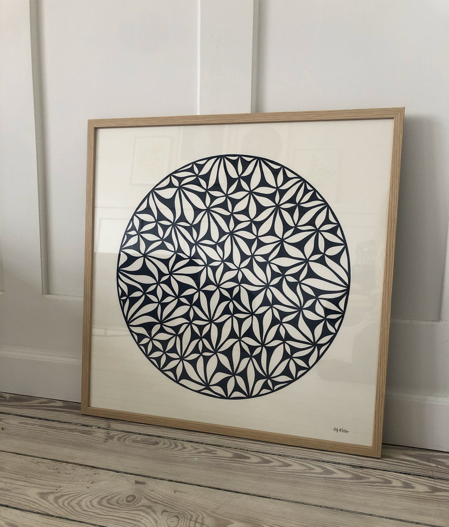 Marineblåt papercut, 50x50