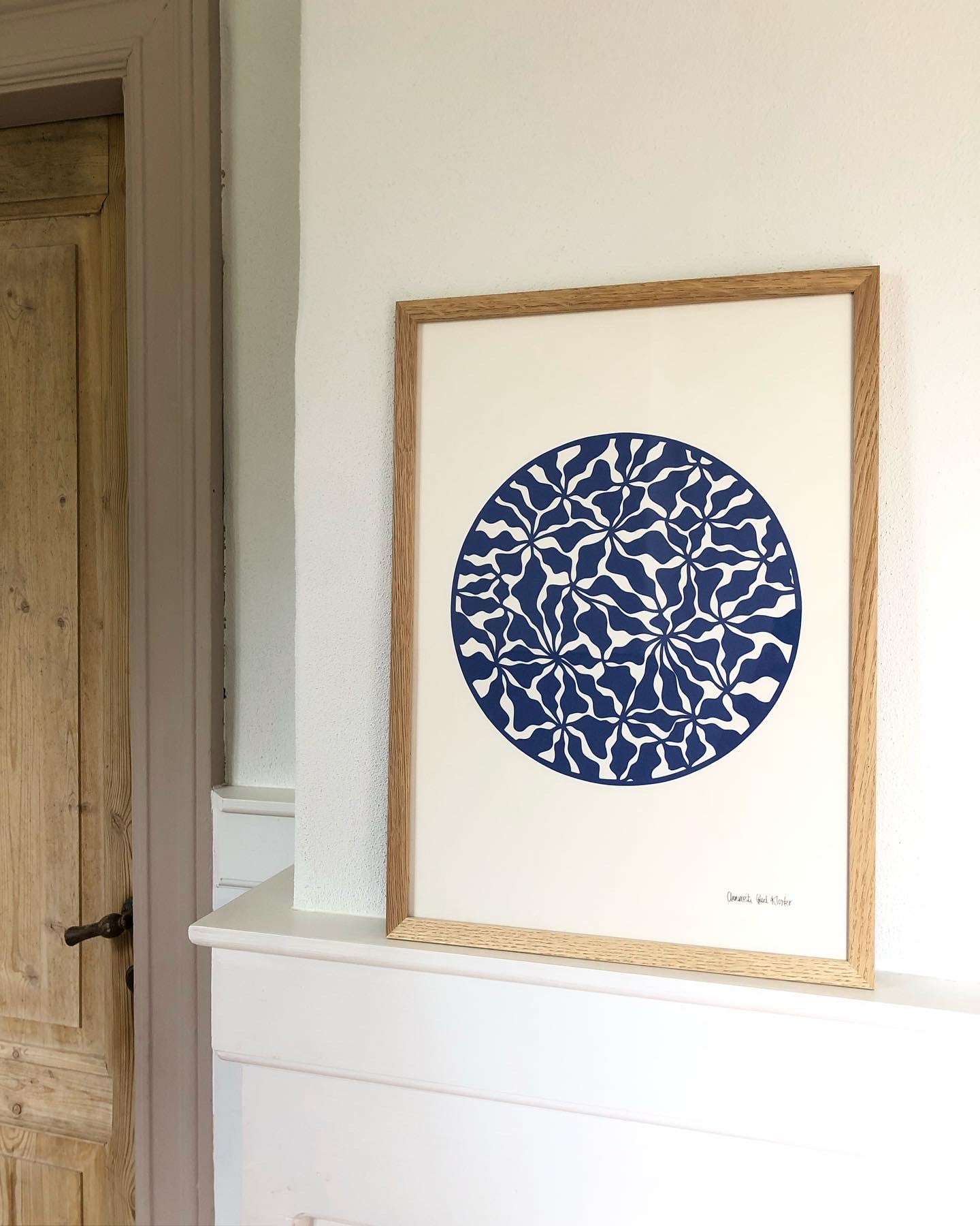 Organisk udskæring i blå, A3