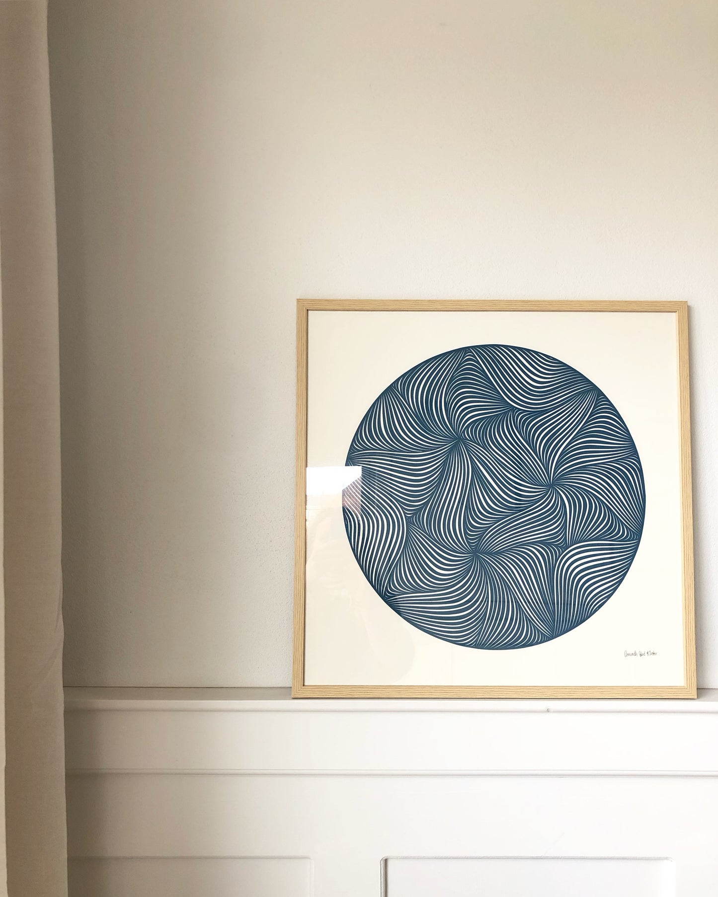 Petroleum på knækket hvid, 50x50