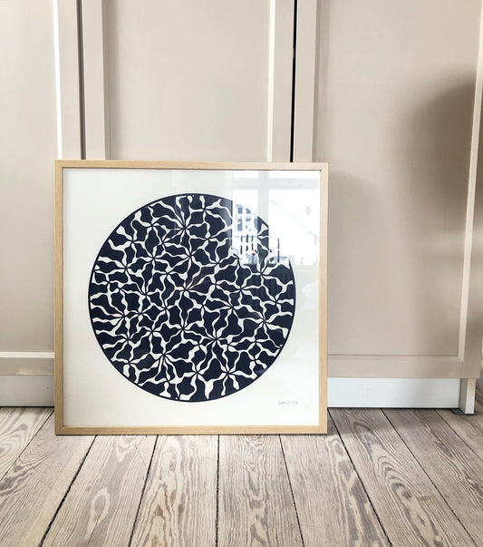 Organisk marineblåt klip, 50x50cm.