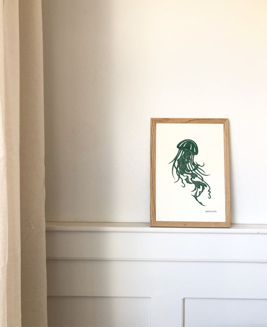 Grøn gople på knækket hvid baggrund, A4