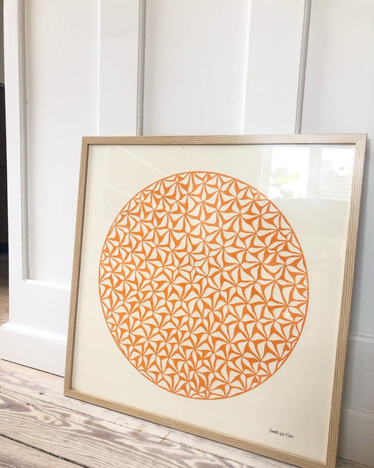 Orange på elfenben, 50x50