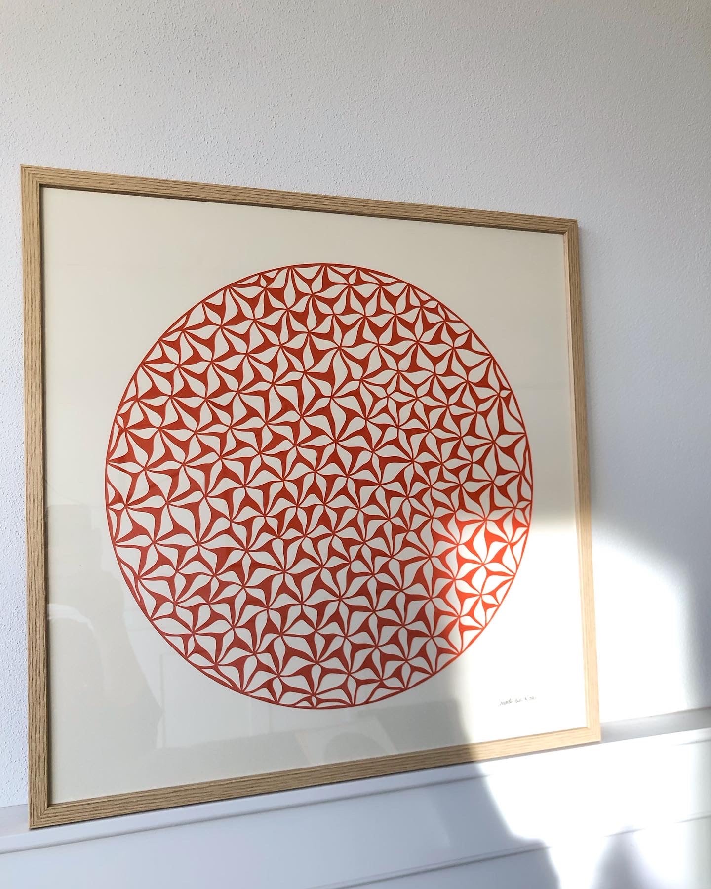 Mørk orange på creme, 50x50