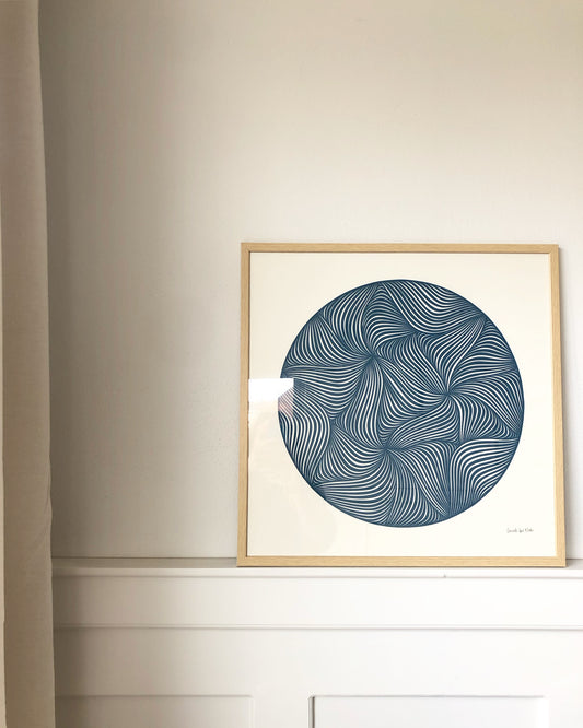 Petroleum på knækket hvid, 50x50