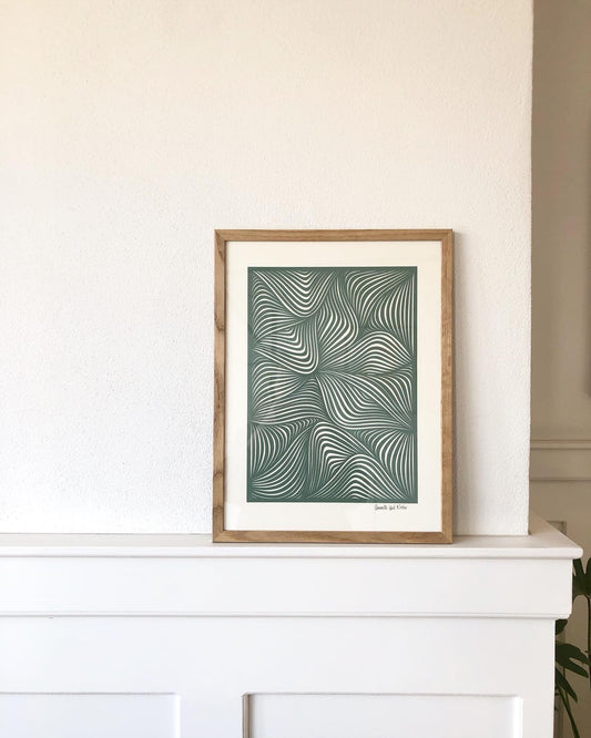 Støvet grøn, 30x40cm.