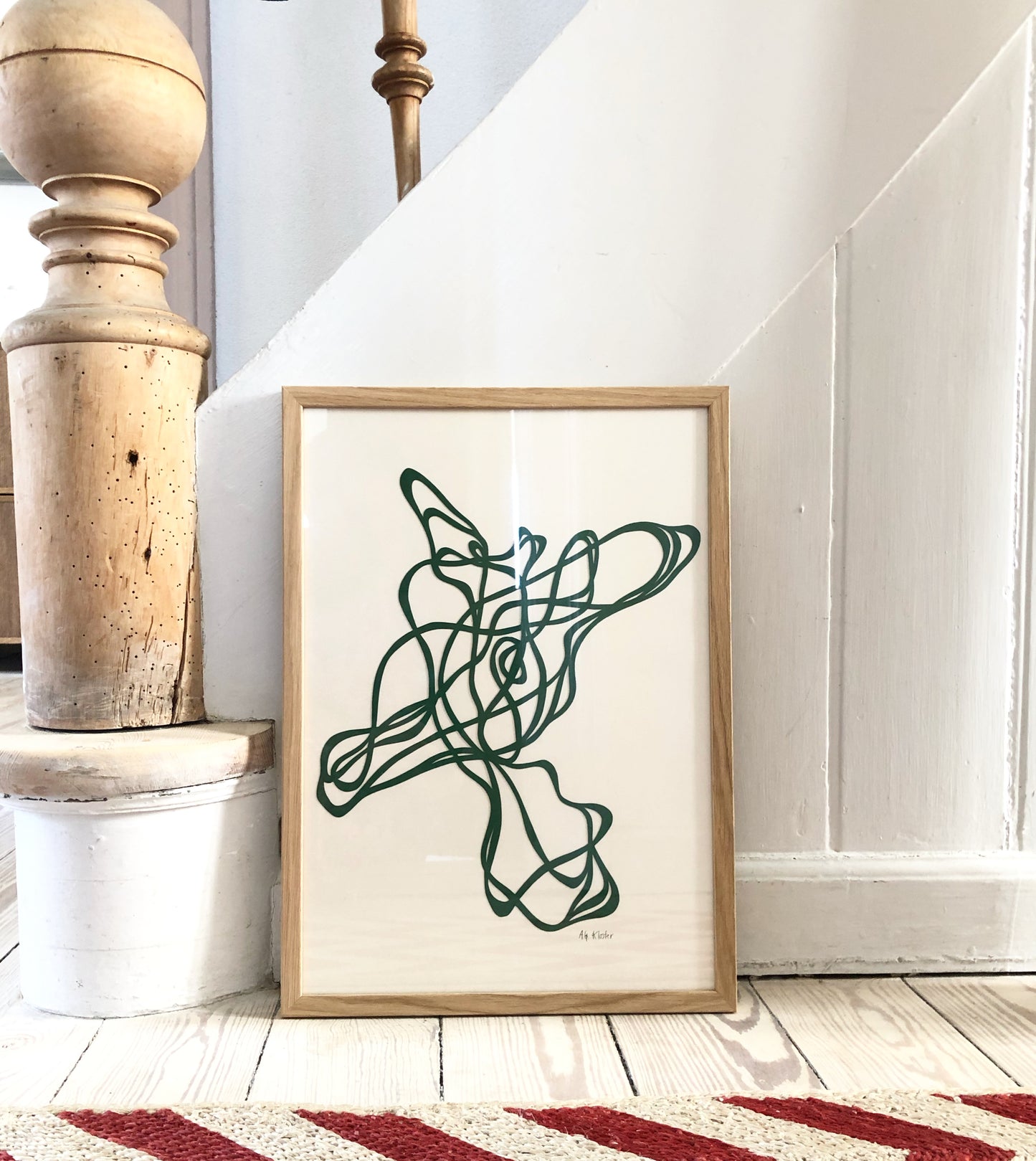 Mørkegrønt abstrakt papercut, A3