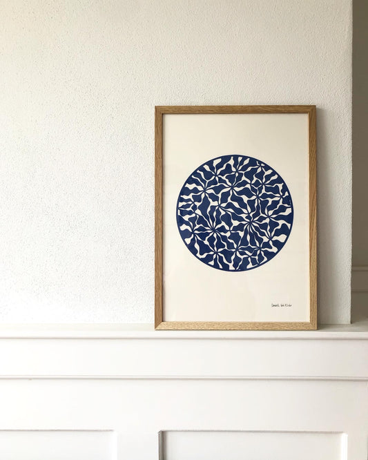 Organisk udskæring i blå, A3