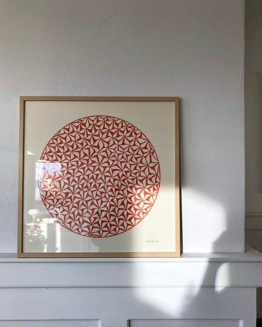 Mørk orange på creme, 50x50